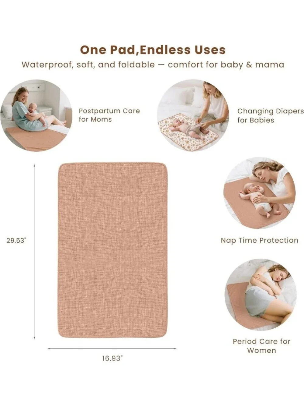 2 Pack Waterproof Portable Changing Pads | Soft Cotton Diaper Mats for Newborns